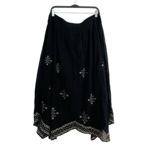 Style & Co. Black Maxi Skirt with Cream Embroidery